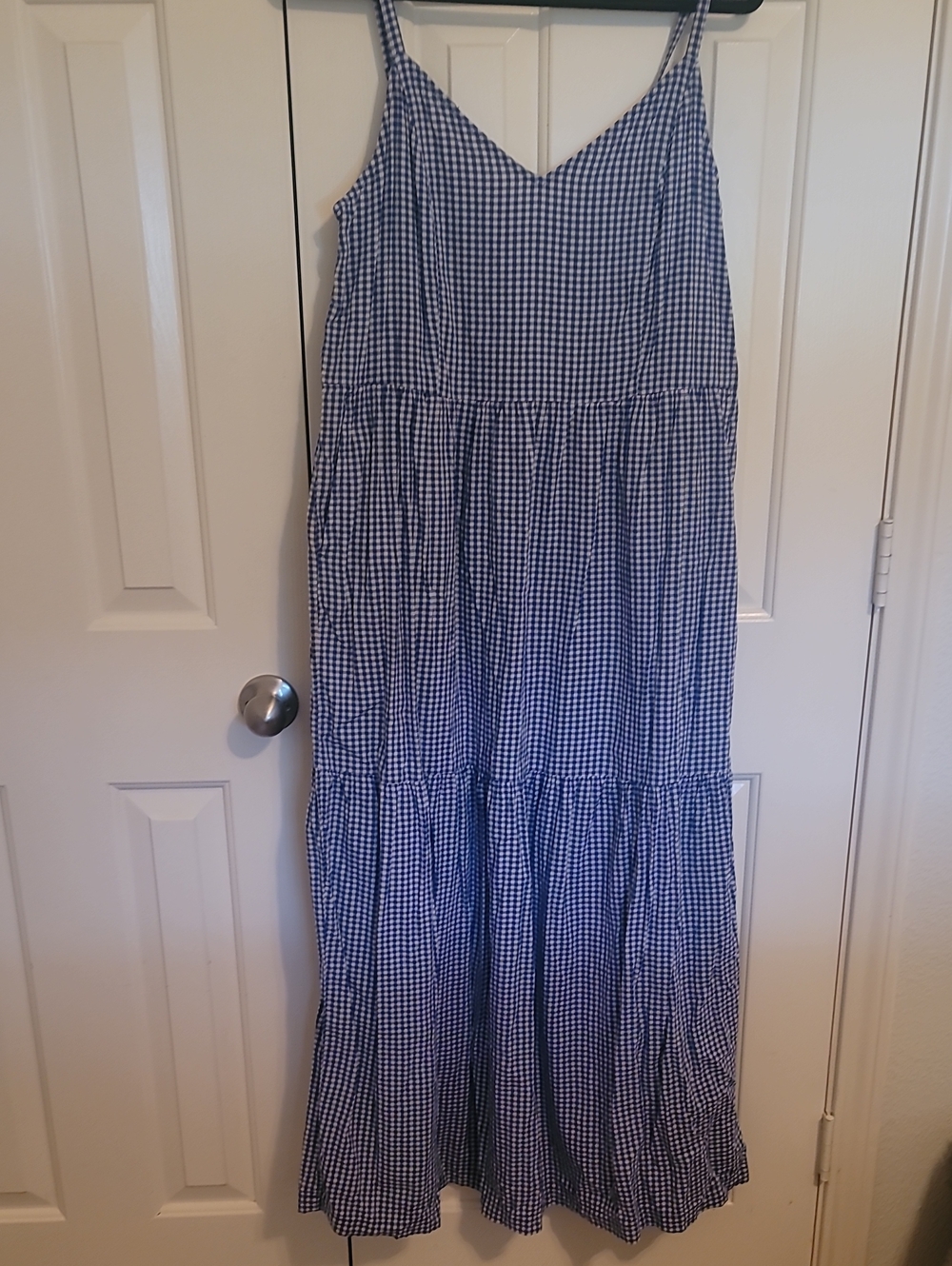Old Navy Blue and White Gingham Maxi Dress